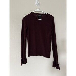 Nanette Lepore 100% Merino Wool Pullover Ruffle Cuff Sweater Classic Feminine S